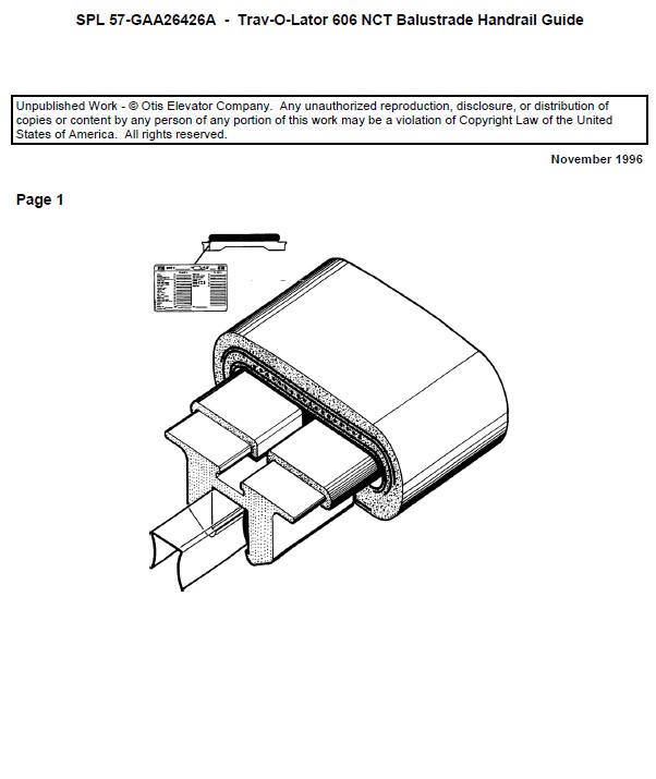 SPL 57-GAA26426A Trav-O-Lator 606 NCT; Balustrade Handrail Guide