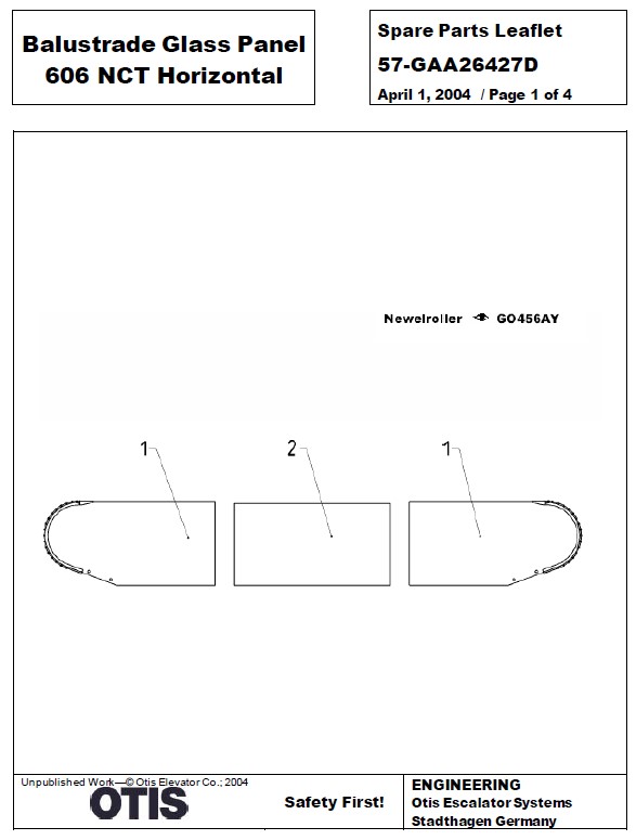 SPL 57-GAA26427D Balustrade Glass Panel 606 NCT Horizontal