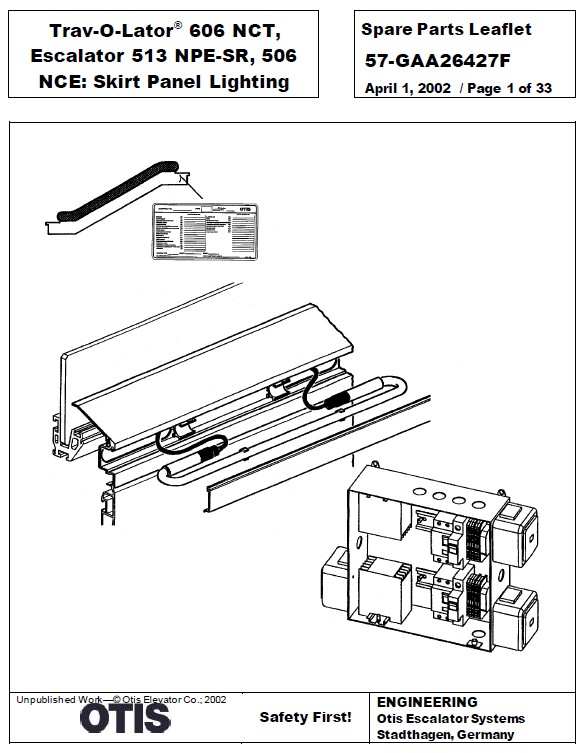 SPL 57-GAA26427F Trav-O-Lator 606 NCT, Escalator 513 NPE-SR, 506 NCE: Skirt Panel Lighting