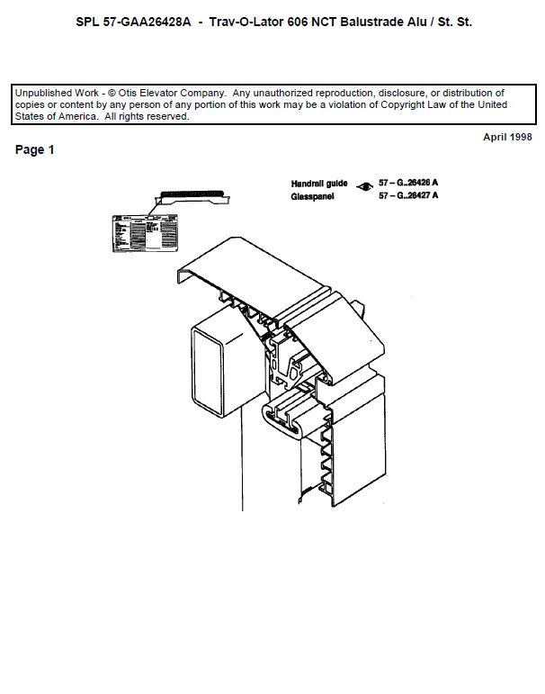 SPL 57-GAA26428A Trav-O-Lator 606 NCT; Balustrade ALU/ST.ST.