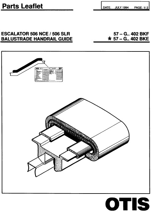 SPL 57-GAA402BKE Escalator 506 NCE/506 SLR; Balustrade Handrail Guide