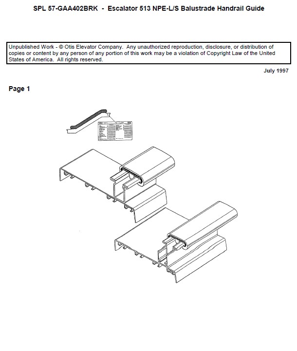 SPL 57-GAA402BRK Escalator 513 NPE L/S; Balustrade Handrail Guide