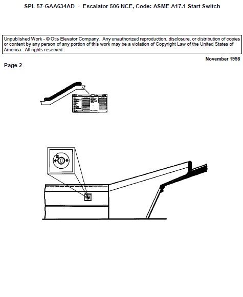 SPL 57-GAA634AD Escalator 506 NCE, Code: ASME A17.1 Start Switch