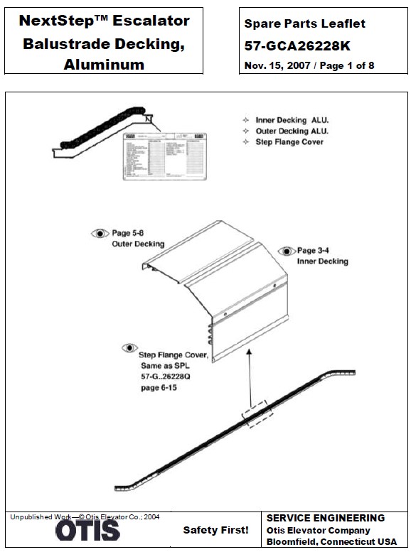 SPL 57-GCA26228K NEXTSTEP Escalator Balustrade Decking, Aluminum