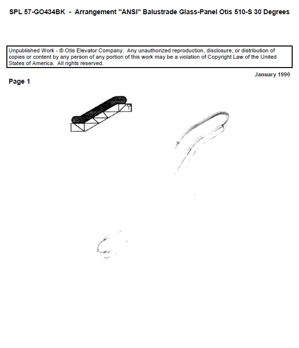 SPL 57-GO434BK Arrangement ANSI Balustrade Glass-Panel Otis 510-S 30°