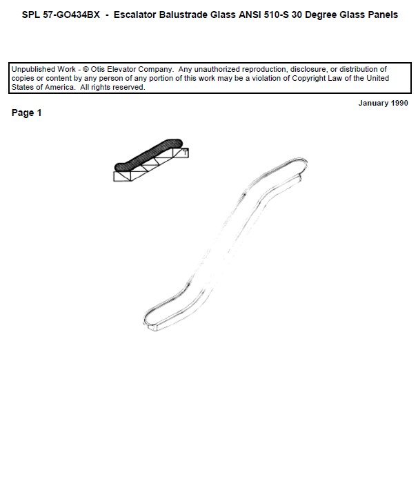 SPL 57-GO434BX Escalator Balustrade Glass ANSI 510S 30° Glass Panels