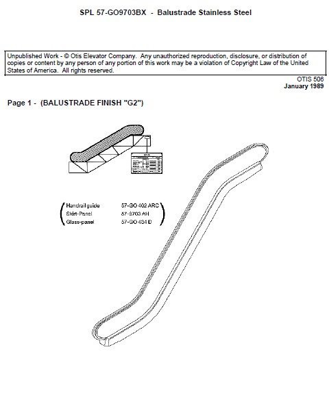 SPL 57-GO9703BX Escalator Balustrade St. Steel G2 506