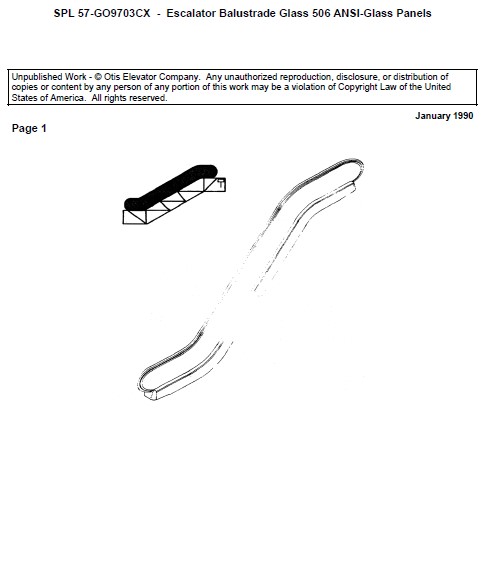 SPL 57-GO9703CX Escalator Balustrade Glass 506 ANSI-Glass Panels