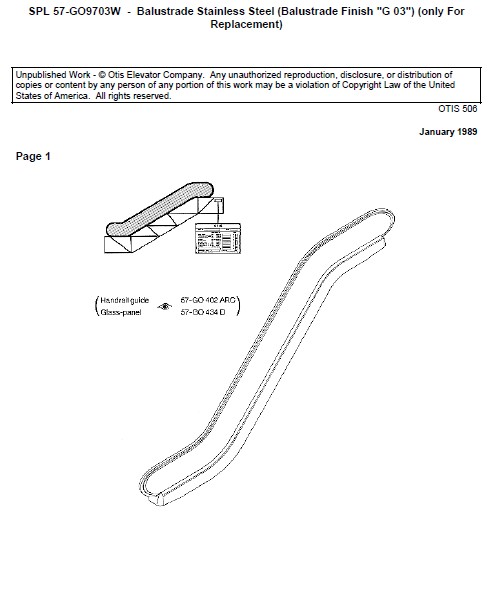 SPL 57-GO9703W Escalator Balustrade St. Steel (GO3) 506