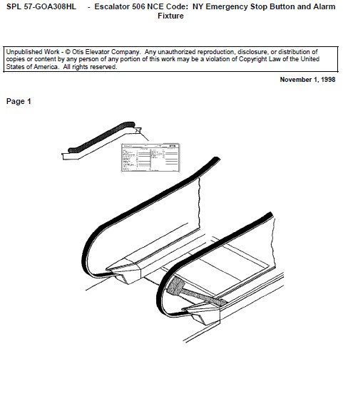 SPL 57-GOA308HL Escalator 506 NCE, CODE: NY; Emergency Stop Button and Alarm Fixture