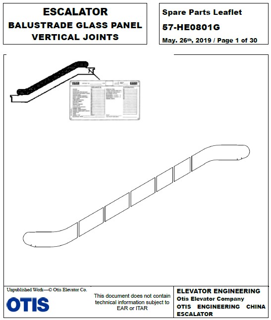 SPL 57-HE0801G Escalator Balustrade Glass Panel