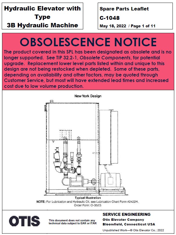 C-1048 Hydraulic Elevator with Type 3B Hydraulic Machine