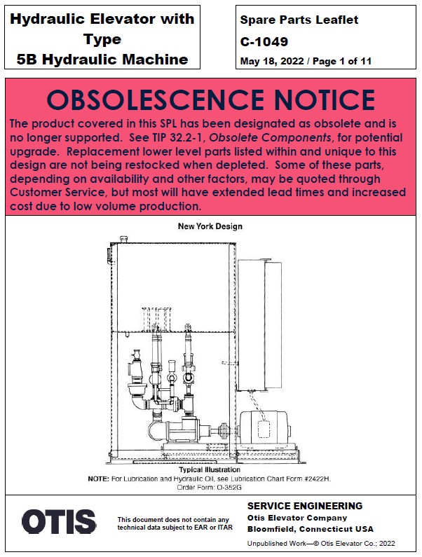 C-1049 Hydraulic Elevator with Type 5B Hydraulic Machine