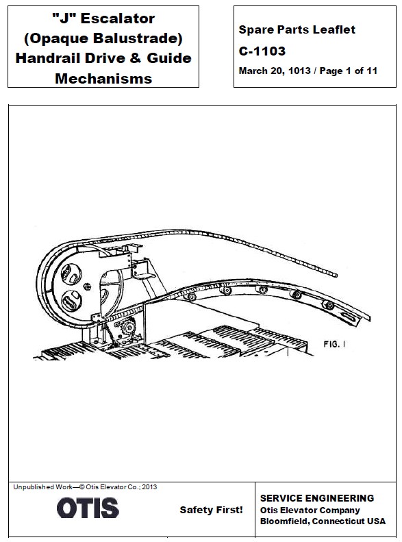 SPL C-1103 J Escalator (Opaque Balustrade) Handrail Drive & Guide Mechanisms