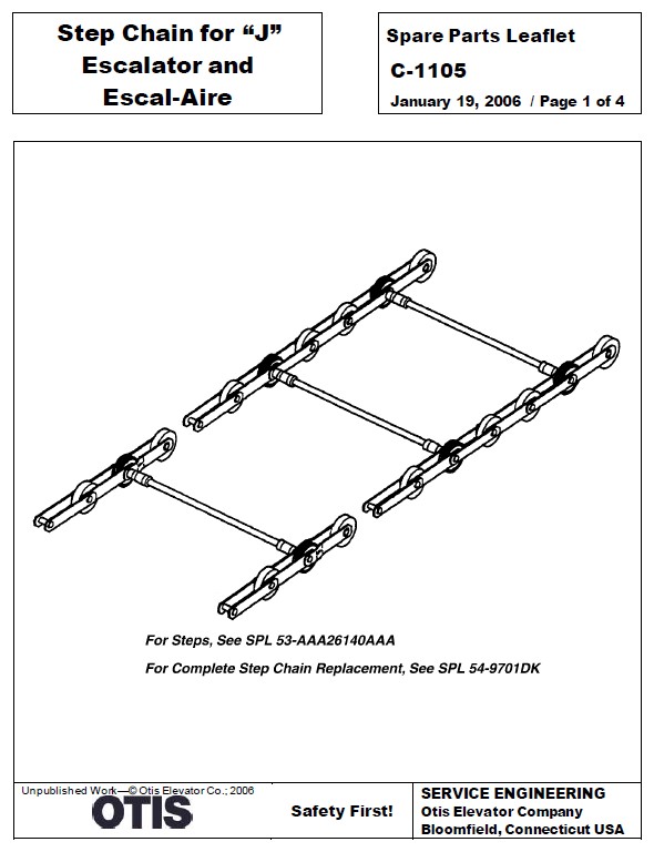 SPL C-1105 Step Chain for J Escalator and Escal-Aire